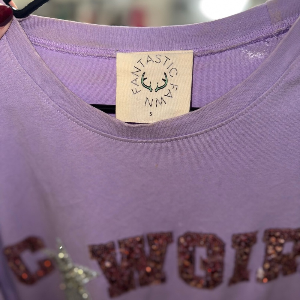 Cowgirl Purple Graphic T-Shirt with Sequin Detail by fantastic Fawn - Picture 2 of 4